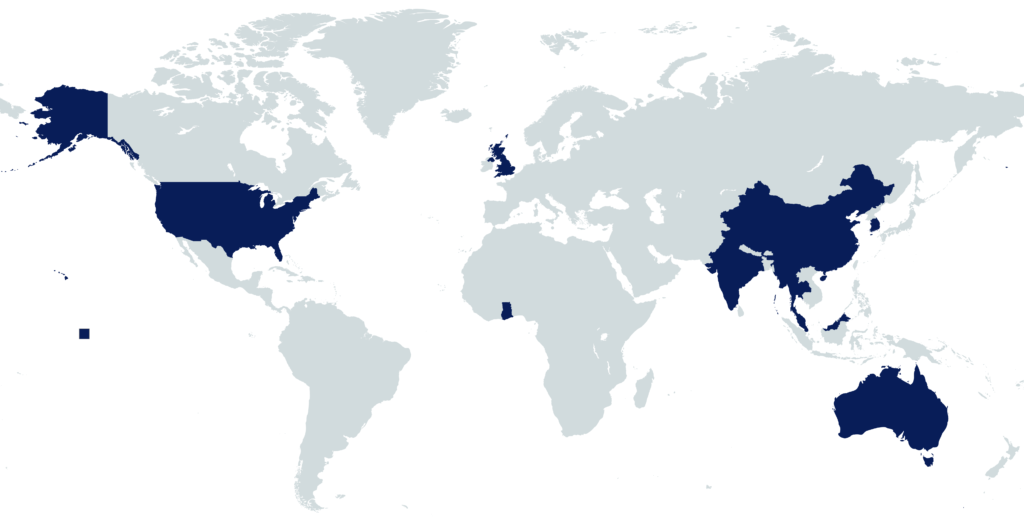 Image of the world map showing where MyCollegeDecision Mentors are from